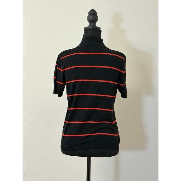 Black with Red Stripes Short Sleeve Sweater - Picture 1 of 3